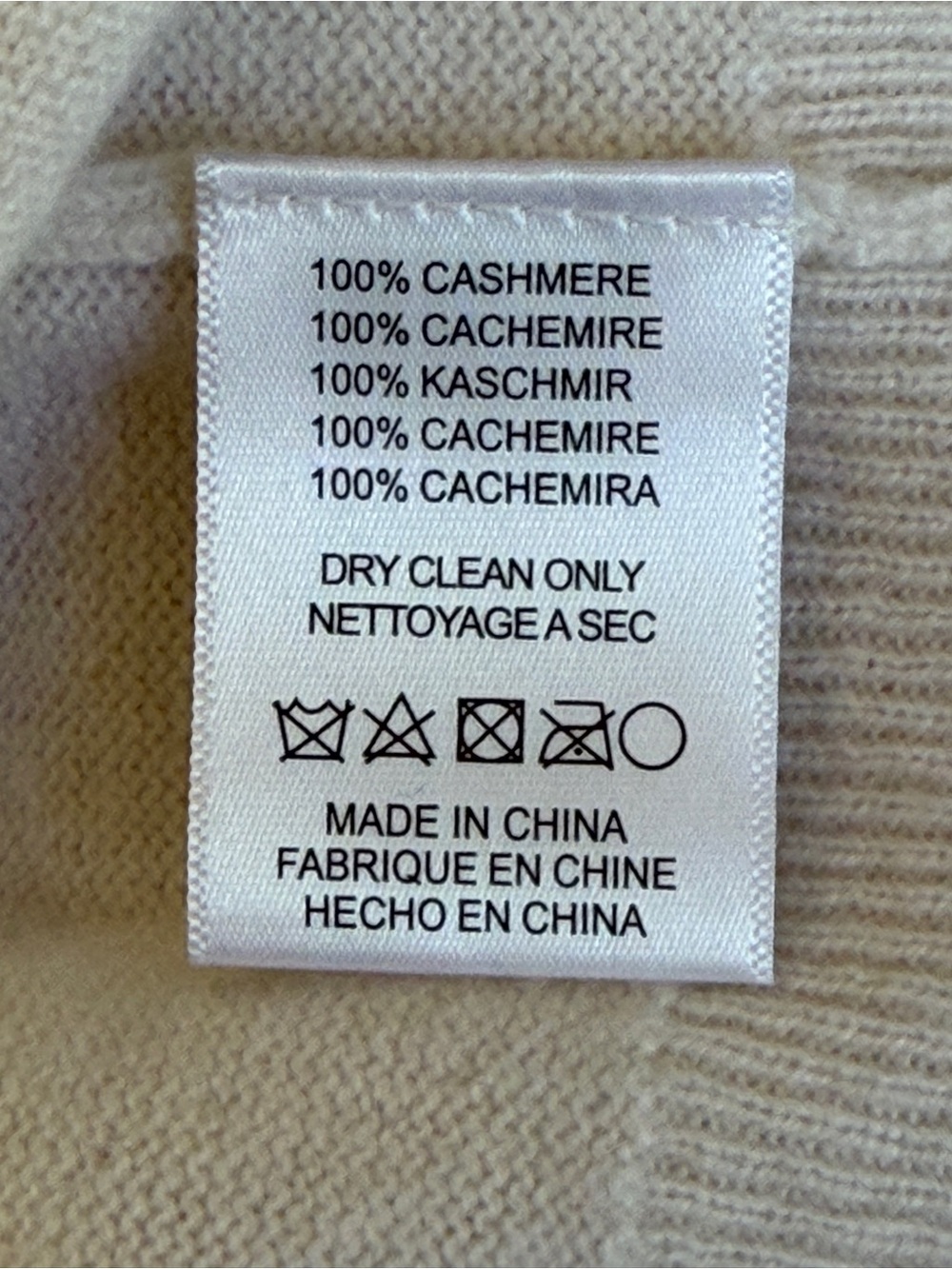 Womens 1X 100% Cashmere Sweater Cream Ruffle Neck Long Sleeve Soft Knit Top - Picture 6 of 7
